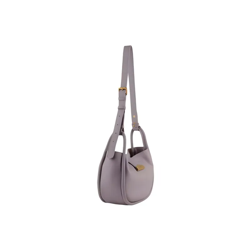 POURCHET Cow Leather Shoulder Bag Small Size Women's Sand Yellow/Elephant Gray/Black/Orange/Light Khaki/Light Purple-12