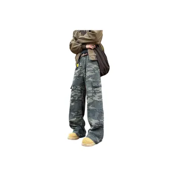 A28T Jeans Unisex Green Camouflage