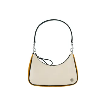 TORY BURCH MERCER Leather With Suede Trim Crescent Bag, Shoulder Bag, Portable Crossbody Bag, Shoulder Bag Women's