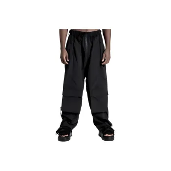 NORVINCY Western Elastic String Elastic Cuff Patch Pocket Casual Pants Unisex Black