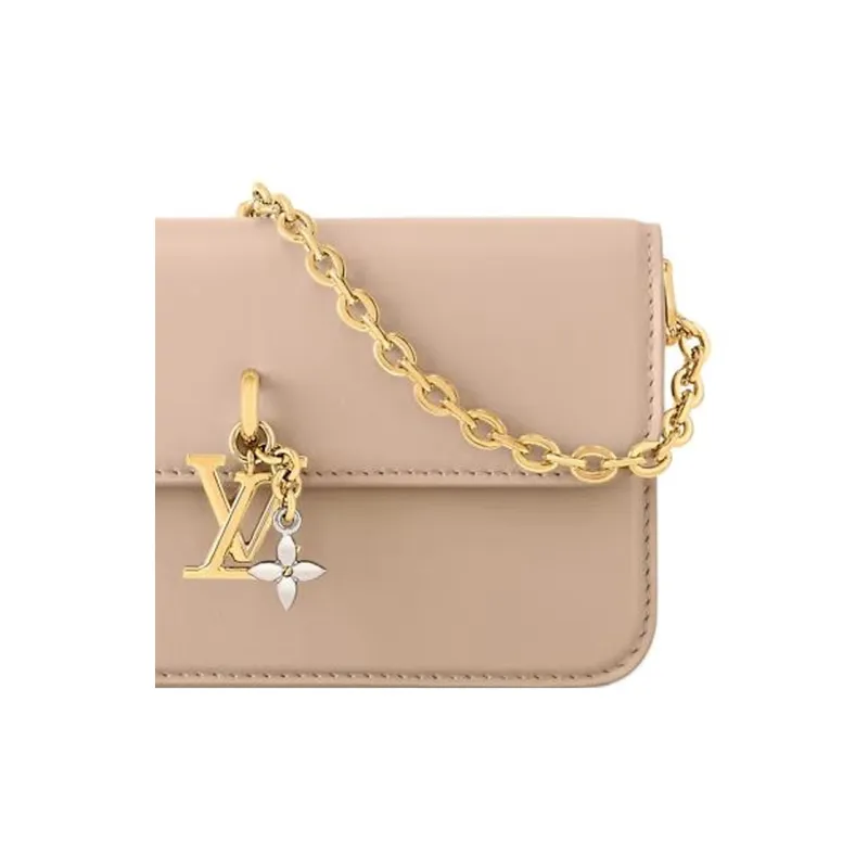 LOUIS VUITTON Cow Leather Shoulder Bag Women's Sand-4