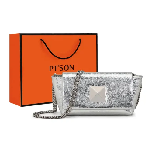 PT'SON Cow Leather Underarm Shoulder Bag, Crossbody Bag Trumpets Women's Silver