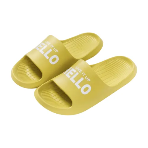 YUZHAOLIN Hello Letter Summer Platform Indoor Soft Sole Quiet Floor Home Slip Resistant Couple Slippers