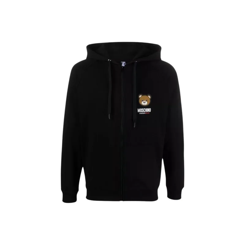 MOSCHINO Teddy Bear Patch Zipped Hoodie-0