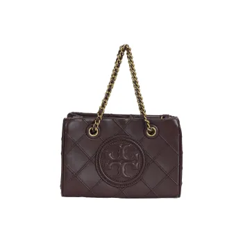 TORY BURCH Fleming Nappa Leather Tote Bag, Shopping Bag, Shoulder Bag, Crossbody Bag, Handbag Mini Women's Burgundy