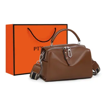 PT'SON Cow Leather With Synthetic Leather Handbag, Shoulder Bag, Crossbody Bag Regular Women's Wine Coffee