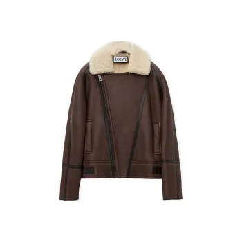 LOEWE FW24 Leather Jacket Men's Brown