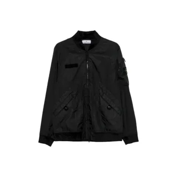STONE ISLAND Logo Patch Zip Up Bomber Jacket