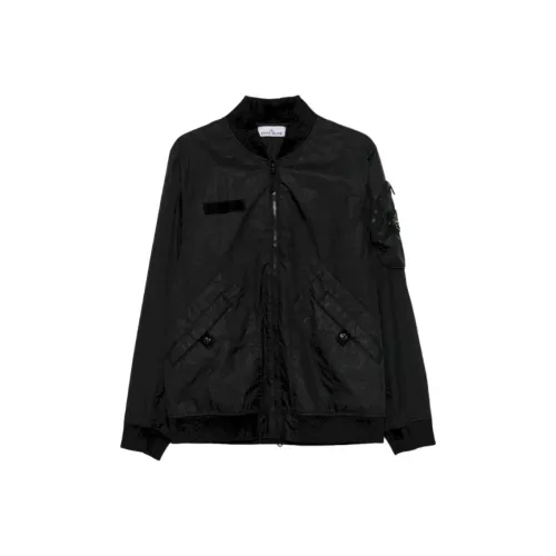 STONE ISLAND Logo Patch Zip Up Bomber Jacket