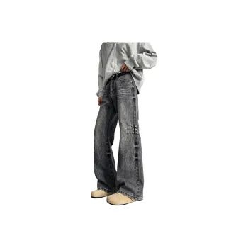 WARNING LIGHT Jeans Unisex Black Gray Color