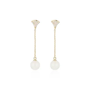 Yarondi Earrings Pale Greenish White Jade Women's