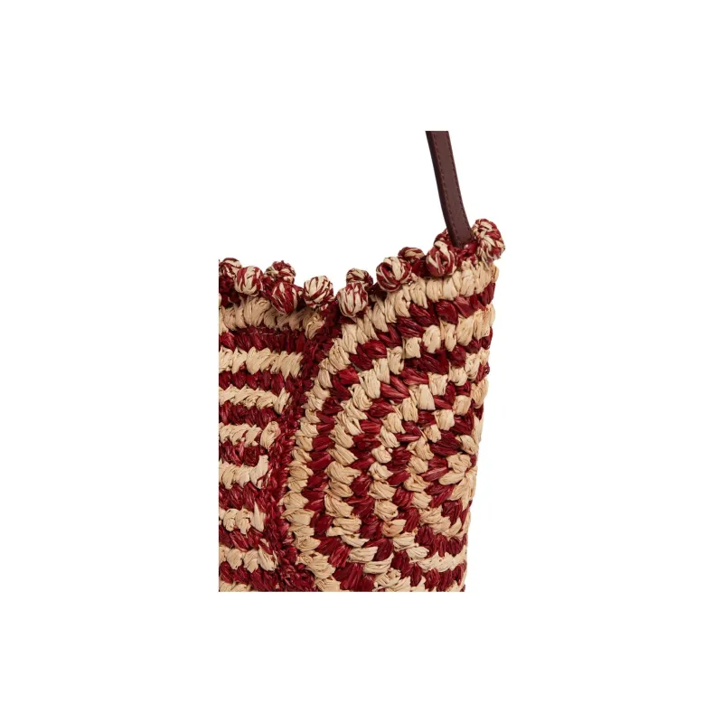 Vanessa Bruno Raffia Shoulder Bag Women's Burgundy-3