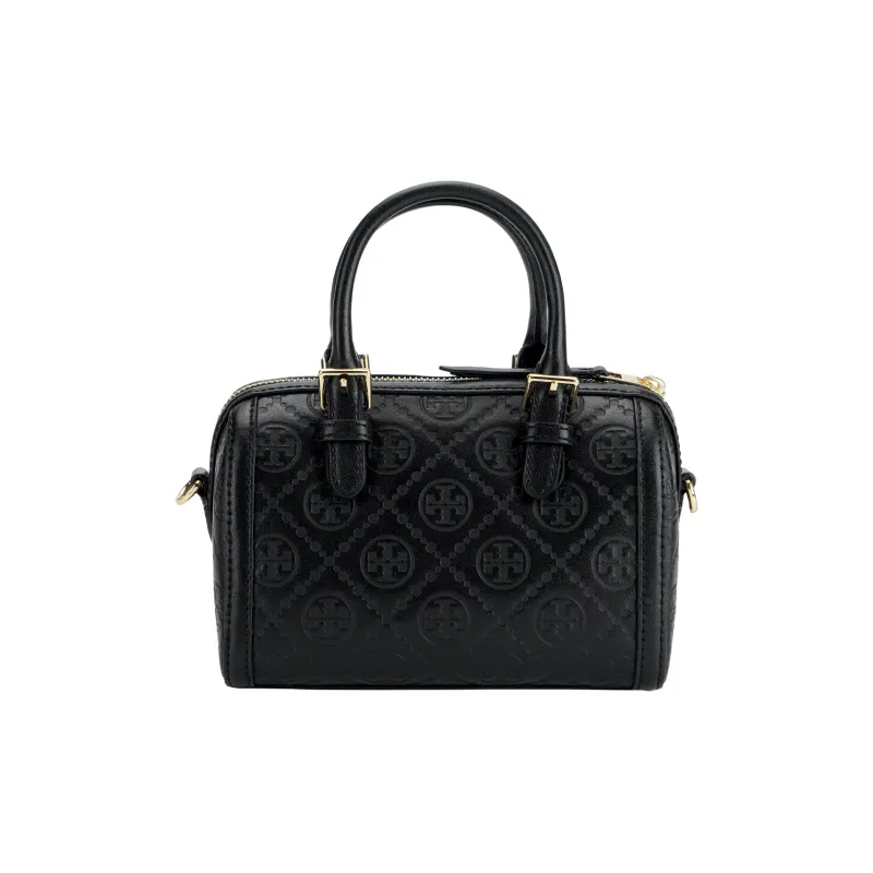 TORY BURCH Leather Barrel Bag Shoulder Bag Crossbody Bag Handbag Women's Black-2