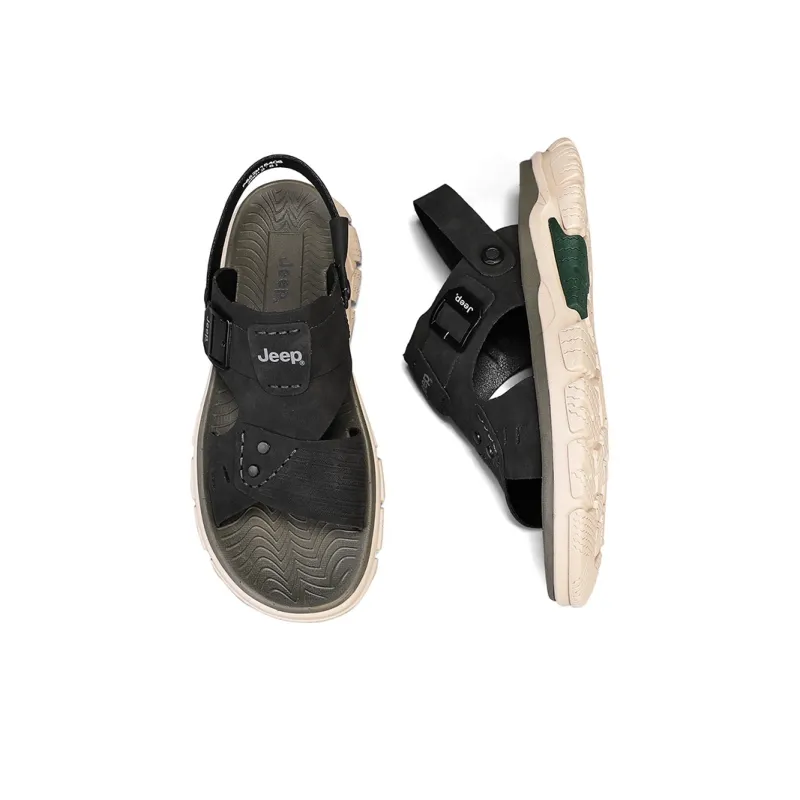 Jeep Beach Sandals Men Dark Brown/Light Gray-3