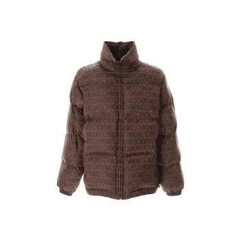 MOSCHINO Allover Logo Zip-Up Puffer Coat