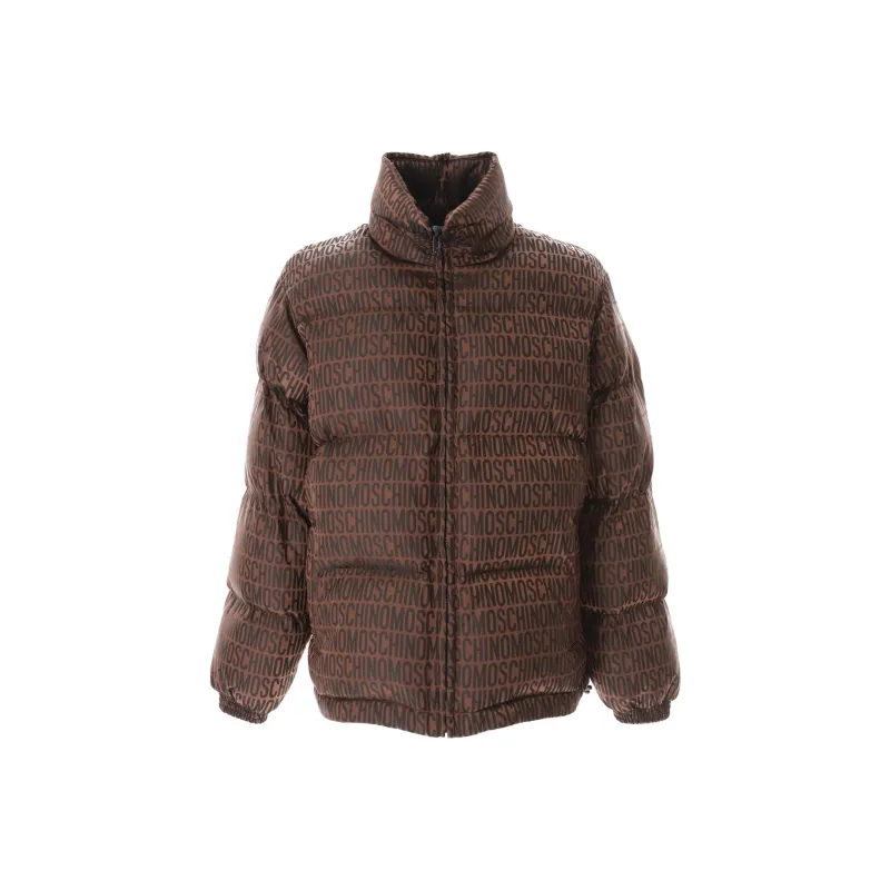 MOSCHINO Allover Logo Zip-Up Puffer Coat-0