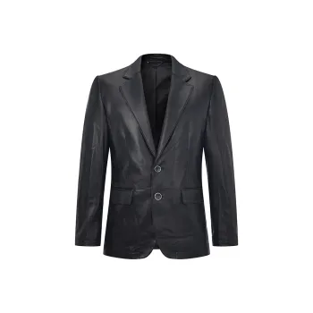 RARE Leather Jacket Men's Navy Blue