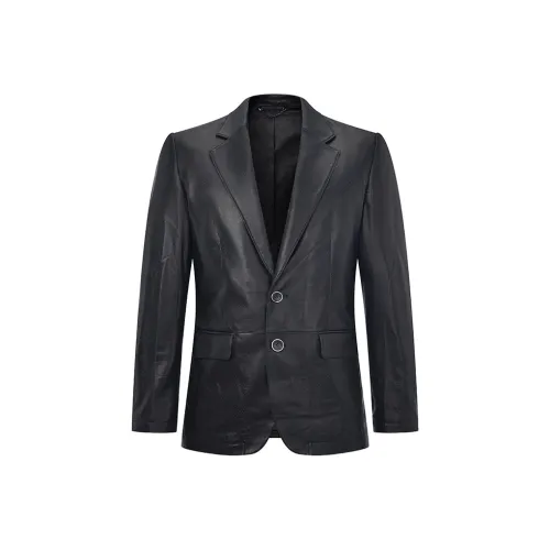 RARE Leather Jacket Men's Navy Blue