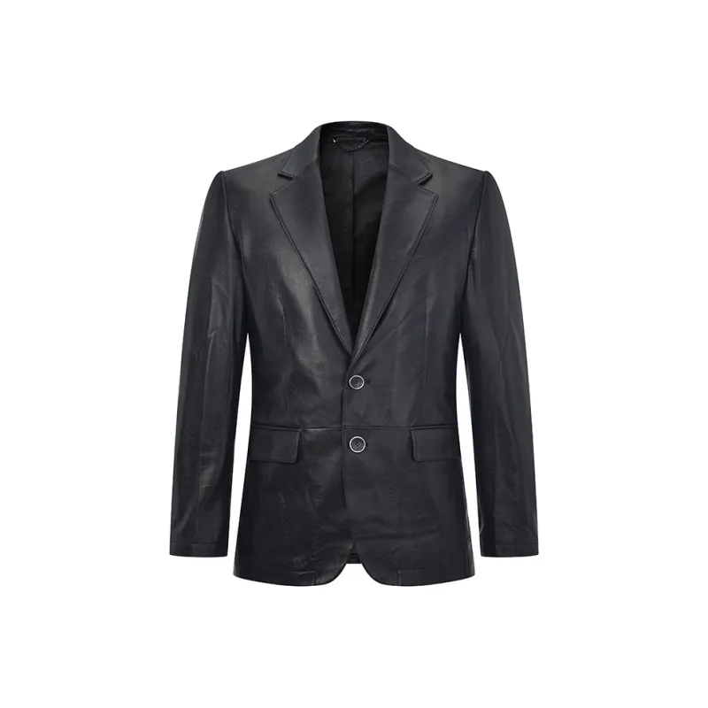 RARE Leather Jacket Men's Navy Blue-0