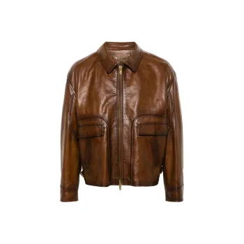 Golden Goose Long Sleeved Zipped Leather Jacket
