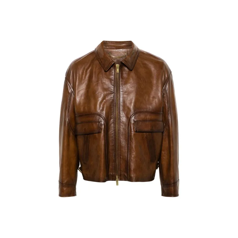 Golden Goose Deluxe Brand Long Sleeved Zipped Leather Jacket-0