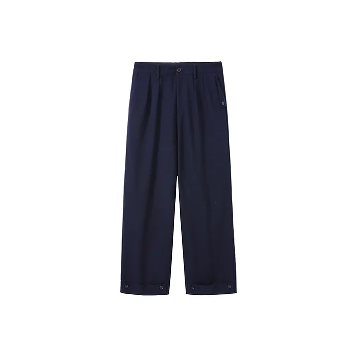 SeminP.ure Casual Pants Unisex White/Navy Blue-3