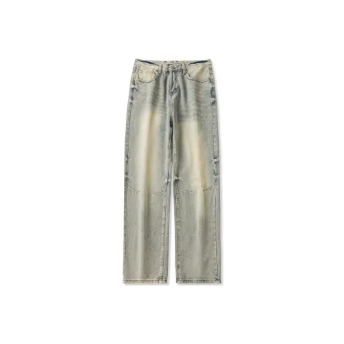 HCHUICHENG Jeans Unisex Yellow Mud