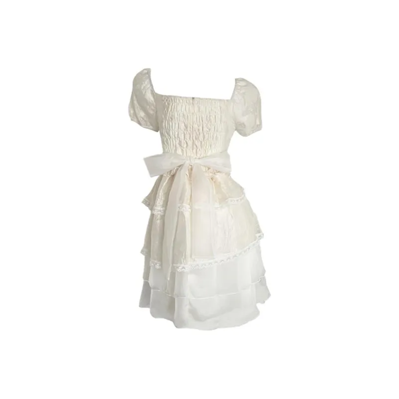 Mu Xiao Xin Short Sleeved Dress Women's Light Apricot-5
