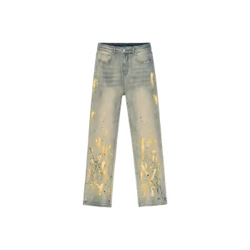 XINYINSU Jeans Unisex Yellow Mud
