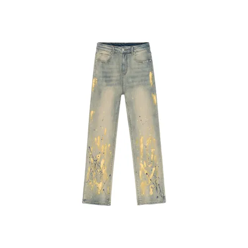XINYINSU Jeans Unisex Yellow Mud