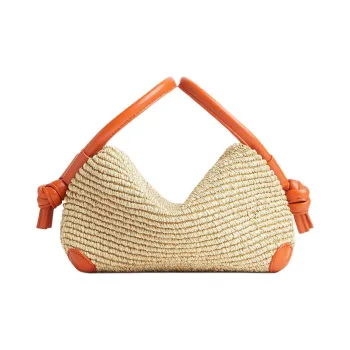 Bottega Veneta Nylon One Shoulder Handbag Women's Natural & Burnt Orange