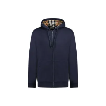 Burberry Hove Check Embroidery Logo Zip Hoodie