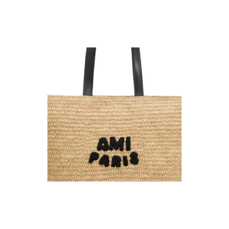 AMIPARIS Natural Grass Tote Bag Shopping Bag Handbag Shoulder Bag Large Size Women's Yellow-4