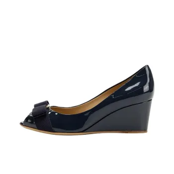 FERRAGAMO Wedge Heel High Heels Women's Dark Blue