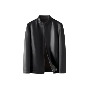PIERRE CARDIN Leather Jacket Men's Black