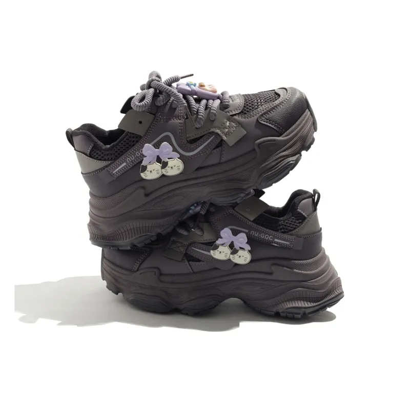 MEAKKEA Abrasion Resistant Coverage Lightweight Low Top Chunky Sneakers Women's Purple-2