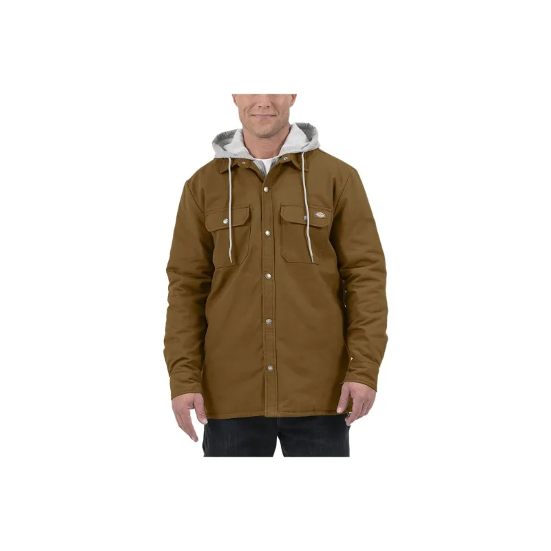 Dickies Duck Hooded Shirt Jacket Jackets Coats Men's Brown-0