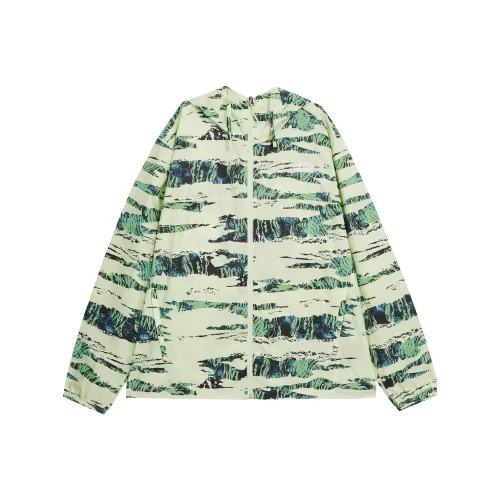 paisley-floral print cotton shirt Jackets Coats Men's Green