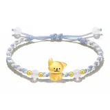 Wealth Puppy Silver Bracelet[Blue White Rope]