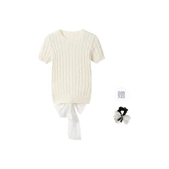 TUSHIFEI Regular T Shirt Women's White+Hair Tie Comes With
