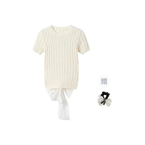 TUSHIFEI Regular T Shirt Women's White+Hair Tie Comes With