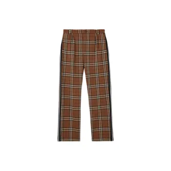 Burberry Side Stripe Check Jacquard Wide Leg Trousers