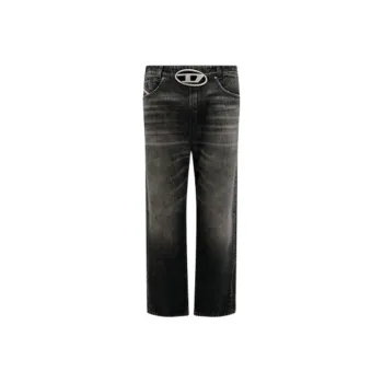 DIESEL Oval D Logo Plaque Straight Leg Jeans