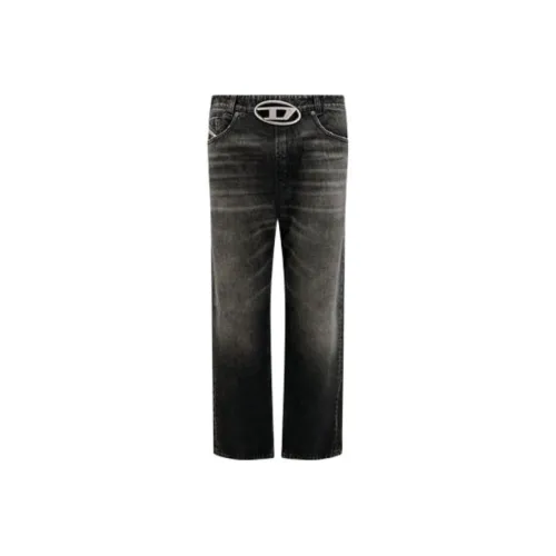 DIESEL Oval D Logo Plaque Straight Leg Jeans