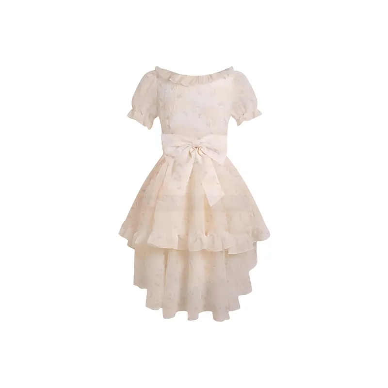 KKX Short Sleeved Dress Women's Beige Apricot-1