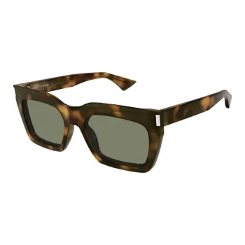 SAINT LAURENT Recycled Acetate Rectangular Sunglasses Unisex Brown