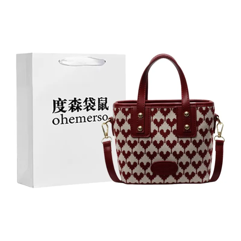 Dusen Kangaroo Canvas Bag, Shoulder Bag, Bucket Bag, Crossbody Handbag Women's Multicolor-10