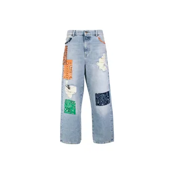 Alanui Baggy cut Patchwork design Jeans