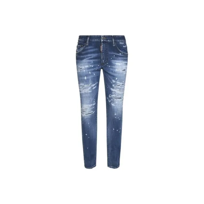 DSQUARED 2 Logo Patch Distressed Slim Cut Jeans-0
