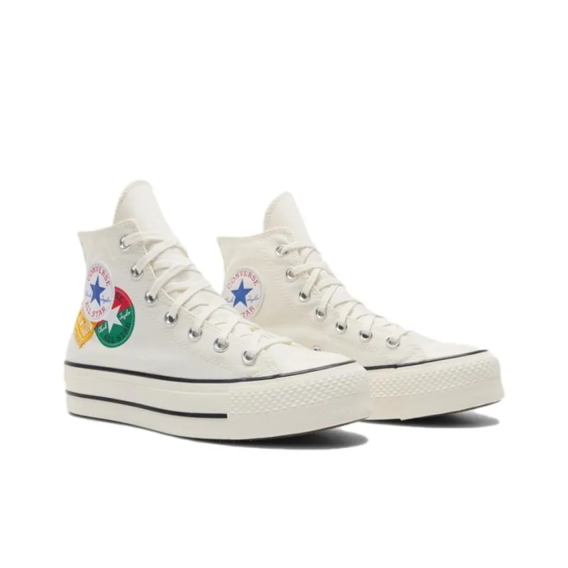 Converse All Star Lift Abrasion Resistant Height Increasing High Top Canvas Shoes Women's White-2